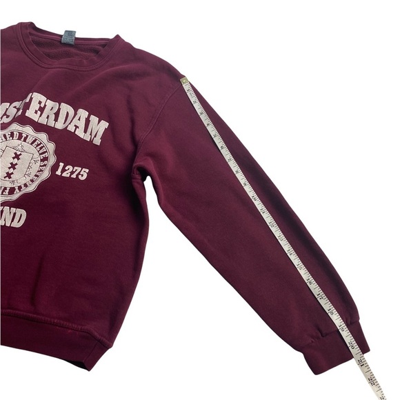 Vintage destroyed Amsterdam Collegiate style thin sweatshirt burgundy - Picture 3 of 9